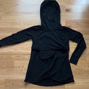 Latched Mama | Black Hooded nursing sweatshirt tunic